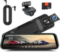Rear View Mirror Camera, Mirror Dash Cam for Car 1080P Front & Rear Mirror Cameras 9.66 Inch HD IPS Full Touch Screen 64G Card Night Vision Motion Detection Loop Recording 24H Parking Monitor