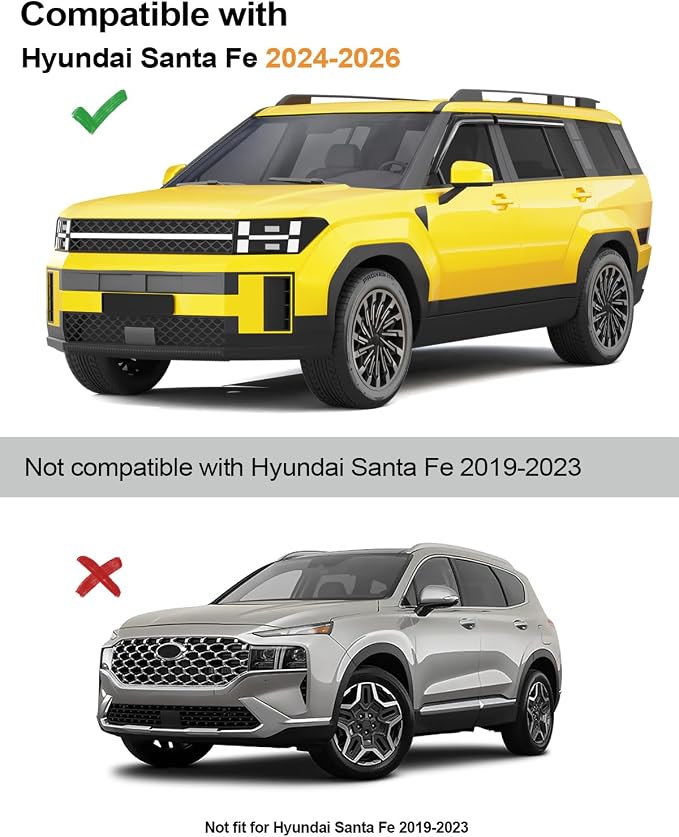 Window Rain Guards Fit for Hyundai Santa Fe 2024 2025 2026 Rain Guards Extra-Thick Extra Durable Tape-on Window Deflectors Visors Vent Visors Vent Shades Car Accessories-4PCS