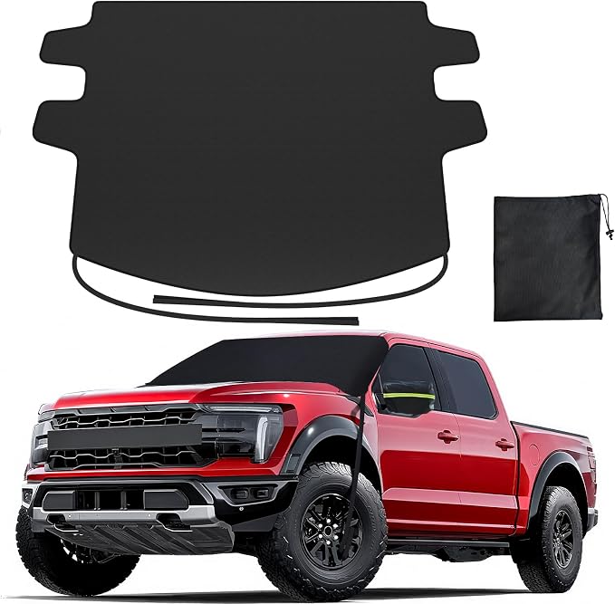 Upgraded Car Windshield Cover for Ice & Snow [All-Weather Protection] Magnetic Fit Weatherproof Frost Cover, Car Winter Accessories, Fit for Trucks, Full-Size SUVs
