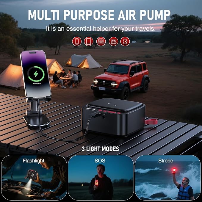 Tire Inflator Portable Air Compressor - Air Pump for Car Tires with 12V DC Power Adapter, 180PSI Electric Tire Pump with Digital Pressure Gauge for SUV, Motorcycle, Bicycle, Basketball