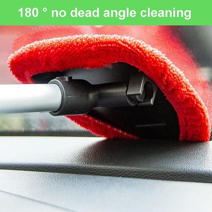 3 Pieces Windshield Cleaning Tool Inside Car Window Cleaner Cleaning Tool with Extendable Handle, 9 Microfiber Pads and 3 Spray Bottles Car Auto Glass Wiper Kit