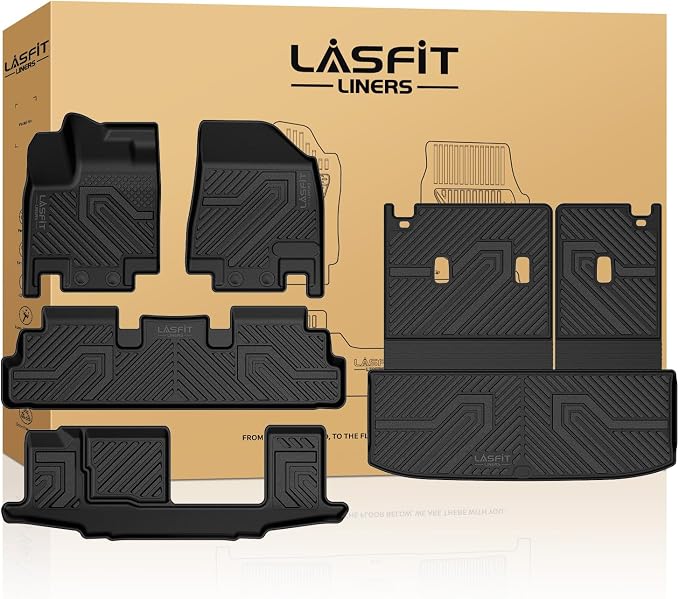 Floor Mats & Cargo Mat for Nissan Pathfinder 7/8 Seats 2026 2025 2024 2023 2022, All Weather TPE Custom Fit Floor Liners for Pathfinder Car Mats & Trunk Mats Accessories, Black
