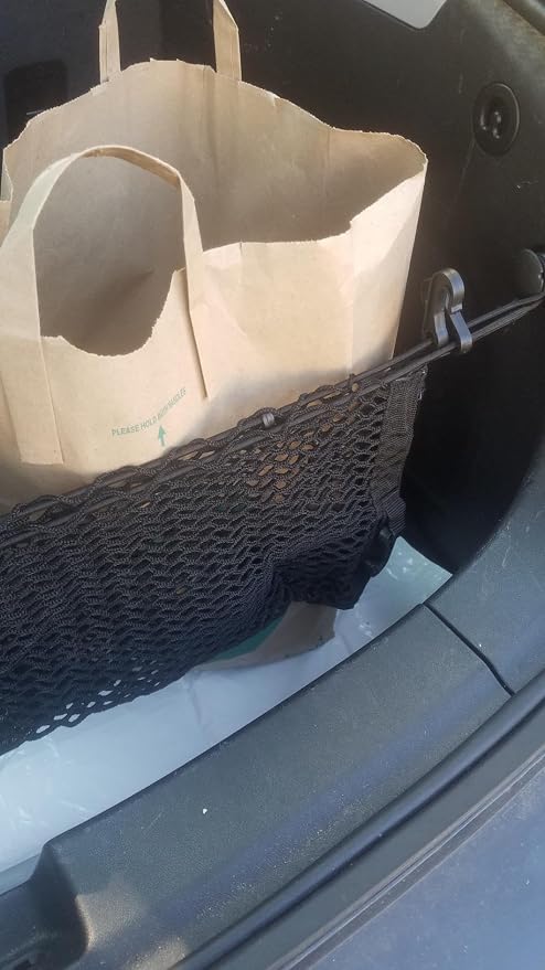 (2 in 1) Rear Trunk Organizer Cargo Net for Chevrolet Volt 2011-2019 – (Envelope/Floor Style) Cargo Net for Hatchback–Premium Mesh Elastic Car Trunk Organizer–Compatible with Volt