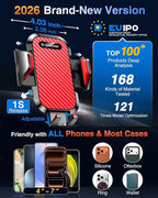 Phone Holders for Your Car Ultimate Military-Grade Car Phone Holder Mount【Patent & Safety Certs】 Upgraded Shockproof Truck Air Vent Phone Mount for iPhone 17 Pro Max 16 Samsung Android,Red