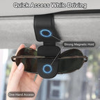 CHOSMOYI 2 Packs Sunglasses Holder for Car, Sunglass Clip for Car Visor, Magnetic Leather Car Eyeglass Holder and Ticket Card Clip, Suitable for Different Size Eyeglasses(Black