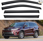 Window Visors Rain Guards for 2014 2015 2016 2017 2018 2019 Toyota Highlander, Out-Channel Window Vent Wind Deflectors Visors Shades for 14-19 Highlander