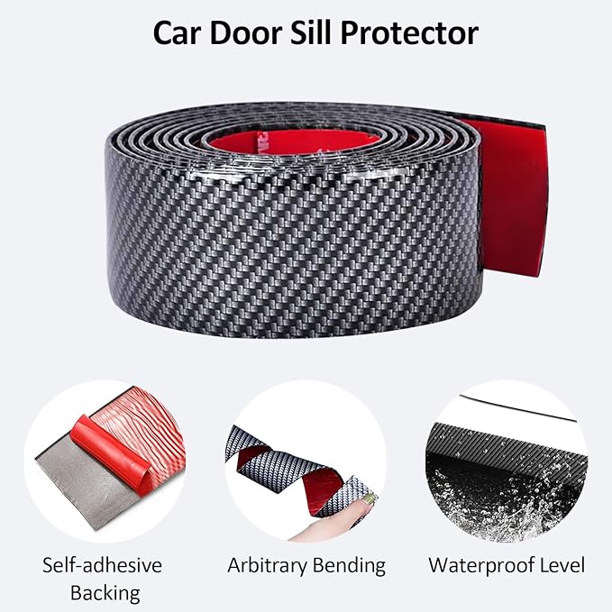 Car Door Sill Protector,2 in x 118 in Anti-Scratch Car Door Edge Guards,Automotive Anti-Collision Strip for Doors Edge,Front and Rear Bumper