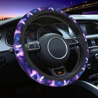 Butterfly Purple Steering Wheel Cover - Purple Butterfly Steering Wheel Cover Anti-Slip Breathable 15 Inch Universal 2 Pcs Car Interior Cup Holder Pad for Men Women