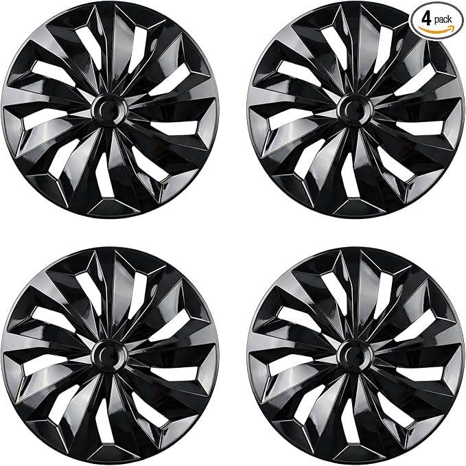 Hubcaps Wheel Cover Replacement Size R14 Hub Cap Universal-Fit Steel Wheels Rims Cover ABS Tire Caps for Most Car Truck Sedan SUV -Set of 4（14-inch，Black）