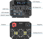 3000 Watt Power Inverter 24V to 110V 120V DC to AC with 4 AC Outlets, LCD Display, USB Port & Remote Control for Home, RV, Vehicle, Truck, Off-Grid Solar System, Heavy Duty Outdoor Camping