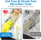 Airlab Glass Polishing Cloth Streak Free Miracle Cleaning Cloth Lint Free Microfiber Cleaning Rags for Glasses Kitchen Dish Mirrors Easy Clean, Pack of 6, 12" x 12", Sliver-Blue