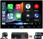 Single Din Car Stereo Wireless Apple Carplay Android Auto Radio, 10.1" Car Play Touch Screen, Bluetooth 5.3 Car Audio Receiver, 4.2 Channel 240W, Subwoofers, Backup Camera, Navigation, FM/AM, SWC