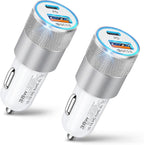 Car Charger, 2 Pack 38W Dual-Port USB-C & USB-A Cigarette Lighter Adapter USBC Car Charger Fast Charging for iPhone16e 16 15 14 13, Samsung S25 S24 S23, Pixel Cargador para Carro Phone Plug