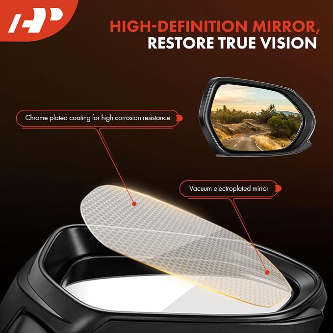 Driver Side Power Door Mirror - Compatible with Kia Soul 2020-2025 - Heated Manual Folding Black Outside Rear View Mirror with Turn Signal Light Blind Spot Detection