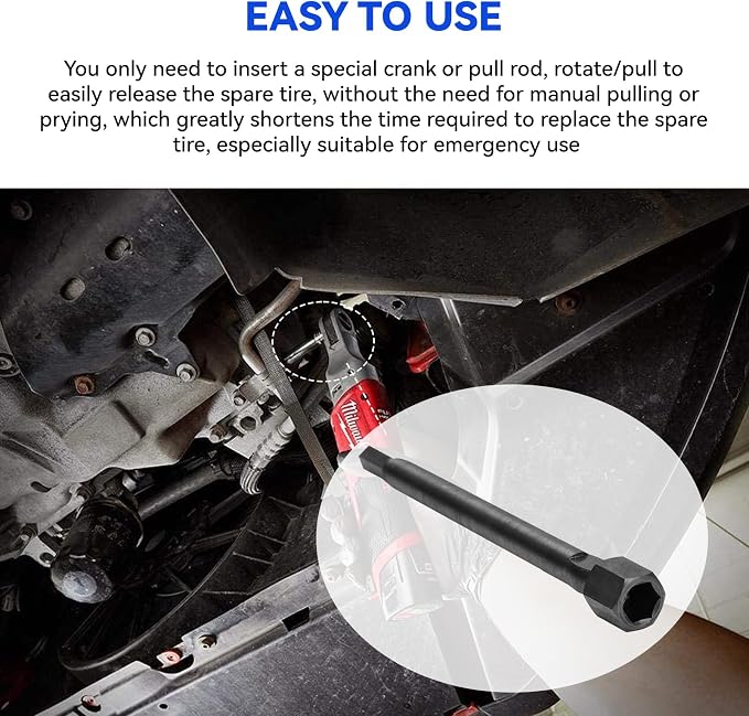 Spare Tire Release Lever, Spare Tire Release Bar Compatible with Dodge Ram Promaster 1500 2500 3500 Van Jack, Dodge Spare Tire Release Tool, Black, 1Pcs