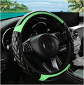 Car Steering Wheel Cover, 14.5-15inch Leather Anti-Slip Car Wheel Cover Protector, Safety Comfortable Desgin, Universal Auto Steering Wheels Accessories for Cars Truck SUV (Green)