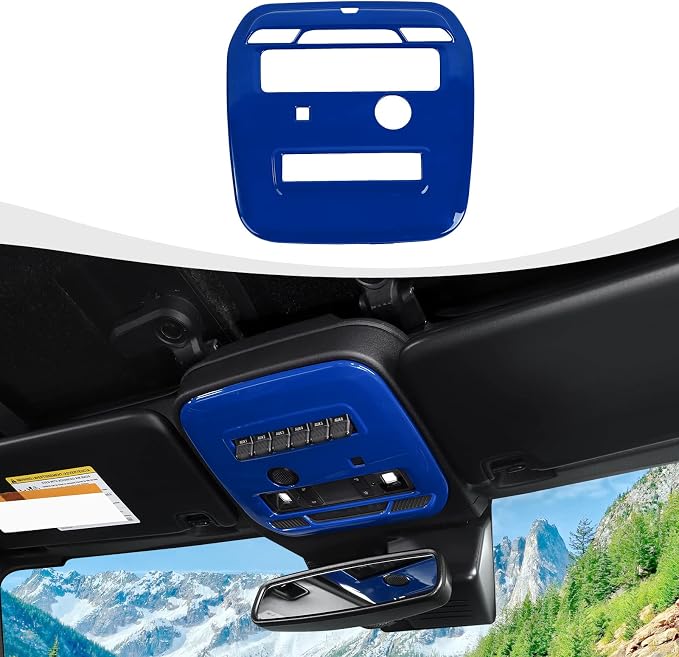 for Bronco Front Reading Light Panel Trim Cover Compatible with 2021-2025 Ford Bronco Interior Accessories 2-Door 4-Door, Blue (with AUX Switches)