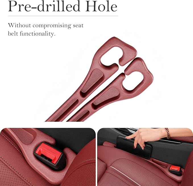 Car Seat Gap Filler 2-Pack, Universal Car Seat Gap Filler Organizer, Seat Gap Plug – Fills Gap Between Seat & Console (Red)