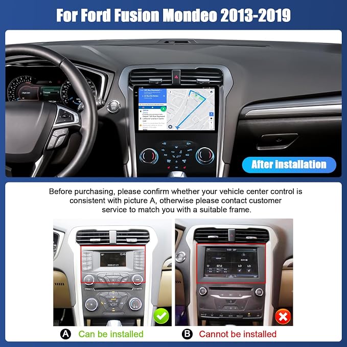 [4+128GB]Android 15 Car Stereo for Ford Fusion Mondeo 2013 2014 2015 2016 2017 2018 2019 with Wireless CarPlay Android Auto,9" Screen Car Radio with Bluetooth GPS WiFi FM/RDS DSP EQ SWC Backup Camera
