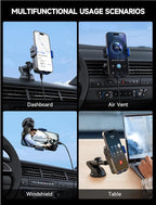 Wireless Car Charger, 15W Auto Clamping Car Charger Dash Windshield Air Vent Phone Holder Compatible with iPhone 16 15 14/13/13 Pro/12 pro/12/11/X/8, Samsung S24/S23/S22, Blue