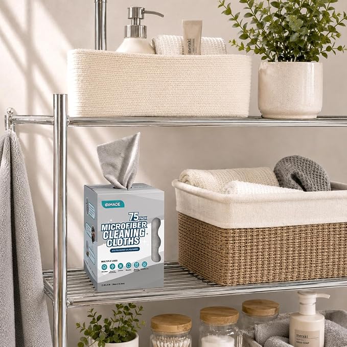 Microfiber Cleaning Cloth, 75 Sheets Microfiber Towels for Cars Commercial Grade Washcloths Lint-Free Bulk Shop Towel Cleaning Rags for Household Restaurant Garage Housekeeping, 11"x 9", Grey