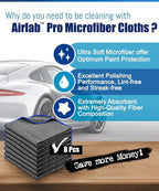 Airlab Glass Polishing Cloth Streak Free Miracle Cleaning Cloth Lint Free Microfiber Cleaning Rags for Glasses Kitchen Dish Mirrors Easy Clean, Pack of 8, 16" x 16", Grey-Navy Blue