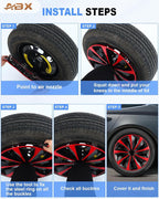 Hubcaps,15 inch hubcaps Set of 4, Wheel Rim Cover ABS Material, Snap On Car Truck SUV Replacement, for Toyota Camry Nissan Mazda etc, Black & Red