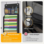 Wall Hanging File Organizer, Over the Door File Folders with 10 Large Pockets for Magazines, Mails, Office Chart Storage, Back to School Supplies, Paper Organization (Black)