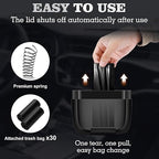 Car Trash Can with Lid，Built-in Storage Garbage Bag，Leakproof Vehicle Trash，Car Accessories for Interior,Mini Garbage Bin for Automotive, Home, Office, Kitchen, Bedroom，with 30pcs Trash Bags