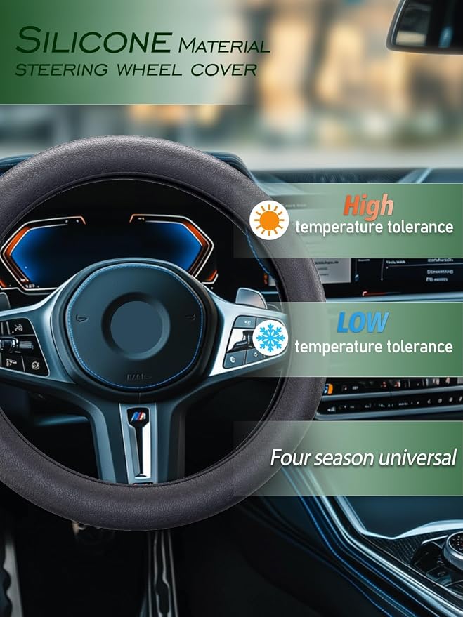 Car Steering Wheel Cover, Non-Slip Silicone Material, Multiple Color Choices, Universal Auto Parts Steering Wheel Cover, Suitable for Most Cars (Grey2PCS)