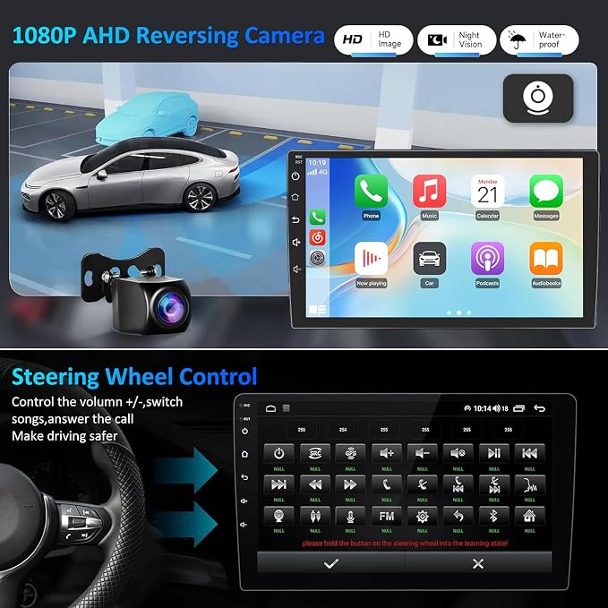 Android 15 Car Radio Stereo for Chevy Silverado&GMC Sierra 2014-2018: 10-Inch Touchscreen Upgrade for 2015 Silverado Radio, Wireless CarPlay&Android Auto/Bluetooth/WiFi/GPS/FM SWC/Backup Camera,4+64G