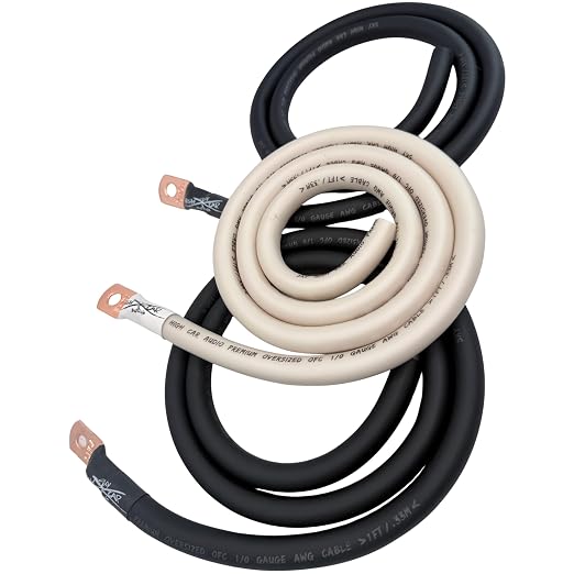 Sky High Car Audio 1/0 Gauge OFC Big 3 Upgrade Kit, Oxygen Free Copper Power Ground Wire Kit, Battery Cable & Alternator Wiring (White/Black)