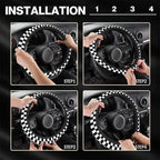 Checkerboard Steering Wheel Cover, Black and White Anti-Slip Universal Car Steering Wheel Cover, Checkerboard Race Soft Breathable Neoprene 15 Inch Car Accessories Case fit for Cars Auto SUVs
