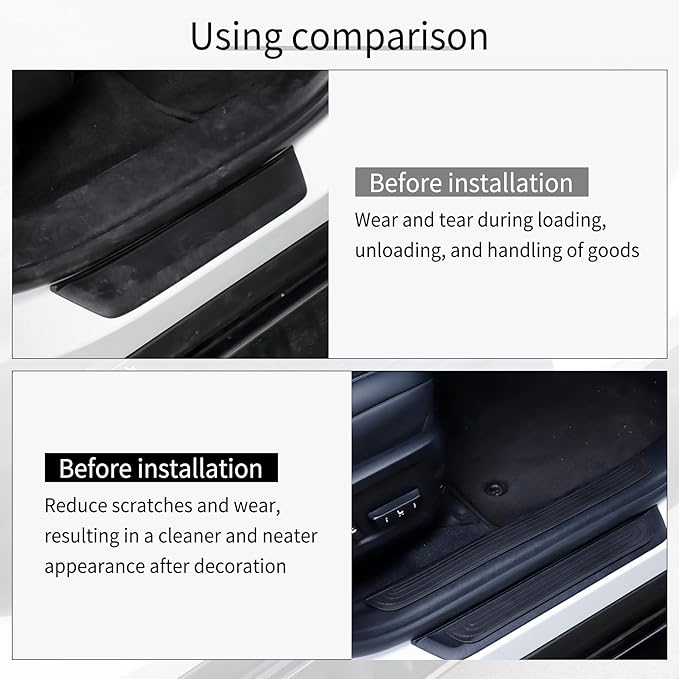 Car Door Threshold Protection, 4PCS Door Edge Step Dust Shield Cover, Door Width 23.6x1.96inch Car/SUV Universal Rubber Scratch Resistant Exterior Accessories (Black)