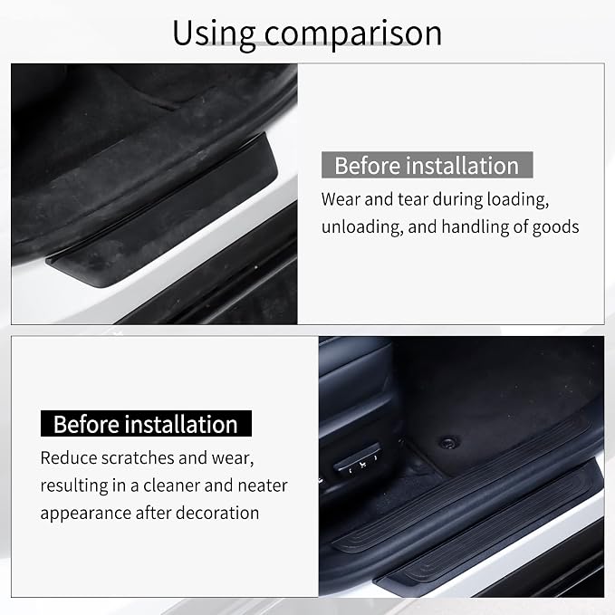 Car Door Threshold Protection, 4PCS Door Edge Step Dust Shield Cover, Door Width 23.6x2.36inch Car/SUV Universal Rubber Scratch Resistant Exterior Accessories (Black)