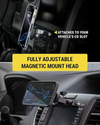 SMS1CD MagSafe CD Slot Phone Mount, Adjustable Magnetic Cell Phone Holder for Car CD Player, Compatible with iPhone 16 15 14 13 12 Pro Max Mini Plus, Mag Safe Case & More with MagSafe Ring