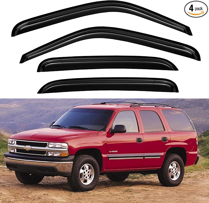 Window Visors Rain Guards for Chevy Tahoe/GMC Yukon 2000-2006, Out-Channel Window Vent Wind Deflectors Visors Shades for 2002-2006 Cadillac Escalade