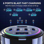 320W USB C Car Charger, 6 Ports Type C Car Charger, PD3.0/QC4.0/PPS Super Fast Charging for iPhone 17/16/15 Series, Galaxy S25/S24/23, iPad, MacBook Pro/Air, Laptop (Black)