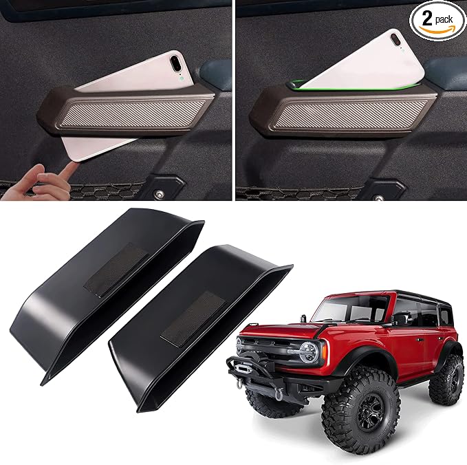 Door Side Storage Box Handle Container for Ford Bronco 2021 2022 2023 2024 2025 Car Interior Accessories, ABS Front Door Side Armrest Phone Pocket Organizer Insert Glove Pallet 2PCS Set