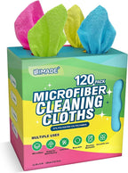 Microfiber Cleaning Cloth, 120 Pack Reusable Paper Towels Microfiber Towels for Cars Lint Free Shop Rags for Home Kitchen Automotive, 11"x 9", Pink & Yellow & Green & Blue