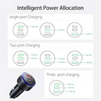 USB C Car Charger,90W 3-Port Dual USB-C & USB-A Car Power Adapter,Includes a Fast Charging Cable for iPhone 16/15/14/13/12/11/Pro Max, iPad, Samsung Galaxy, Google Pixel and Android Devices
