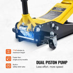 Low Profile Floor Jack 2 Ton (4400 lbs), Heavy Duty Iron Hydraulic Racing Floor Jack, Hydraulic Car Jack, Dual Piston Quick Lift Pump, 3"-18.5" Height Lifting Range (Yellow)