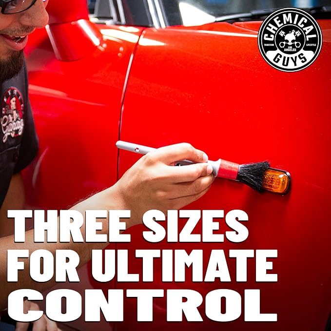 All in the Details Exterior Detailing Brushes - 3-Piece Soft Scratch-Free Brushes for Wheels, Bumpers, Grilles, Badging & Tight Exterior Gaps on Cars, Trucks, SUVs & More