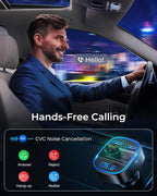 FM Transmitter, Bluetooth FM Transmitter Wireless Radio Adapter Car Kit with Dual USB Charging, Audio Receiver Car Charger MP3 Player, Support Hands-Free Calling, TF Card & USB Disk