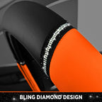Leather Steering Wheel Cover - Made with PVC Leather - Anti-Slip, Universal Fit 14 1/2 inches to 15 inches - Orange