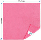 Pink Microfiber Cleaning Cloth, 8 Pack Cleaning Towels for Kitchen, Lint Free, Scratch-Free, Highly Absorbent, and Reusable Cleaning Rags for House, Window and Glass, Cars, 11.5 X11.5 inch