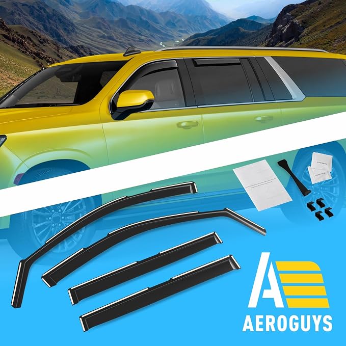 Extra Durable Window Deflectors in-Channel Window Visors Rain Guards Fit for Cadillac Escalade ESV 2021-2026, Sun Visors, Wind Vent for Shades, Exterior Car Accessories - 4 pcs. AG0889