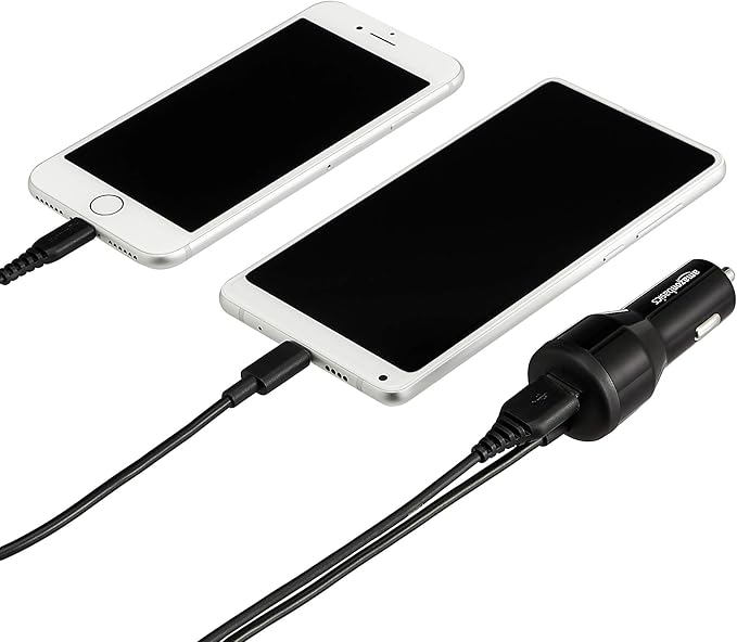 30W Fast Car Charger, 1 USB-C (18W) Cable with PD, 1 USB-A (12W) Port, Apple MFi Certified, for Phones (iPhone 16/15/14/13/12/11/X, Samsung, and more), Black