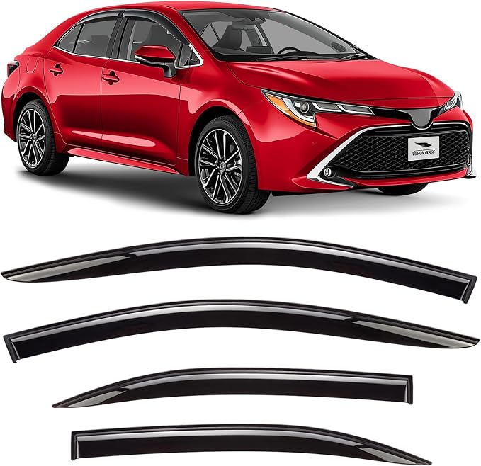 Voron Glass Tape-on Extra Durable Rain Guards for Toyota Corolla 2020-2026 Sedan, Window Deflectors, Vent Window Visors, 4 Pieces - 100791