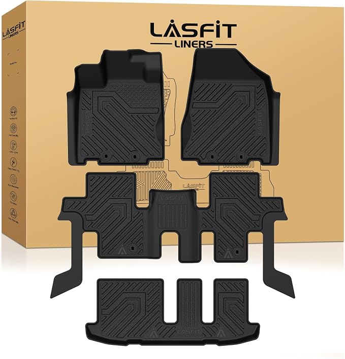 Floor Mats for Nissan Pathfinder 2013-2020 / Infiniti QX60 2014-2021 / JX35 2013, All Weather TPE Custom Fit Easy Clean Durable No-Curling Trunk Mat for Pathfinder & QX60 & JX35
